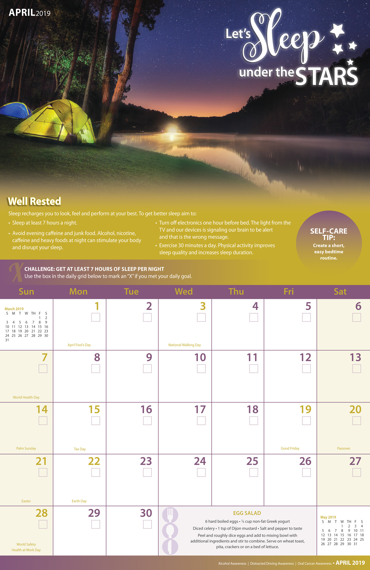 Printed Health and Wellness Wall Calendar, Custom for You